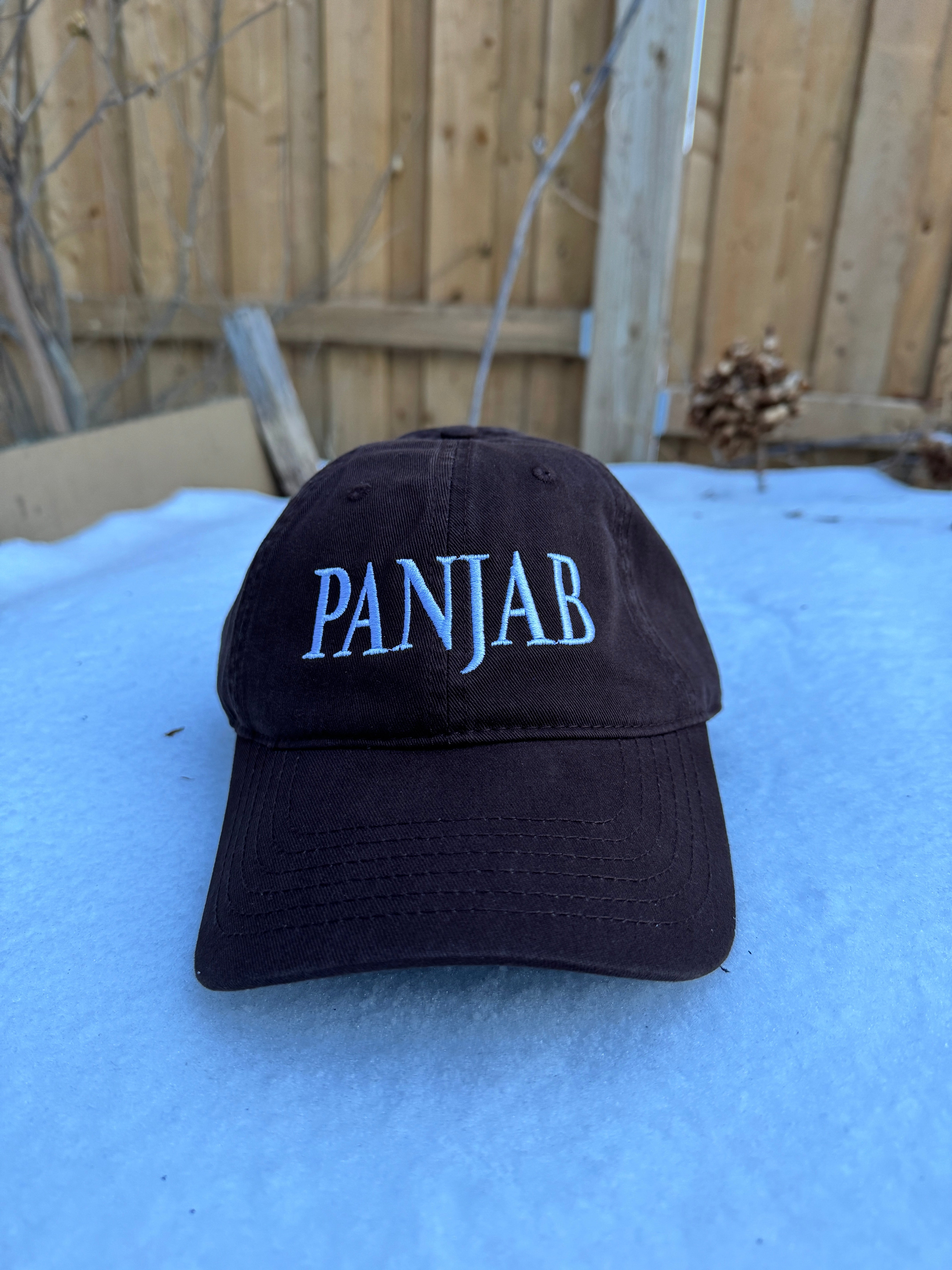 White Embroidered Panjab Cap - Brown
