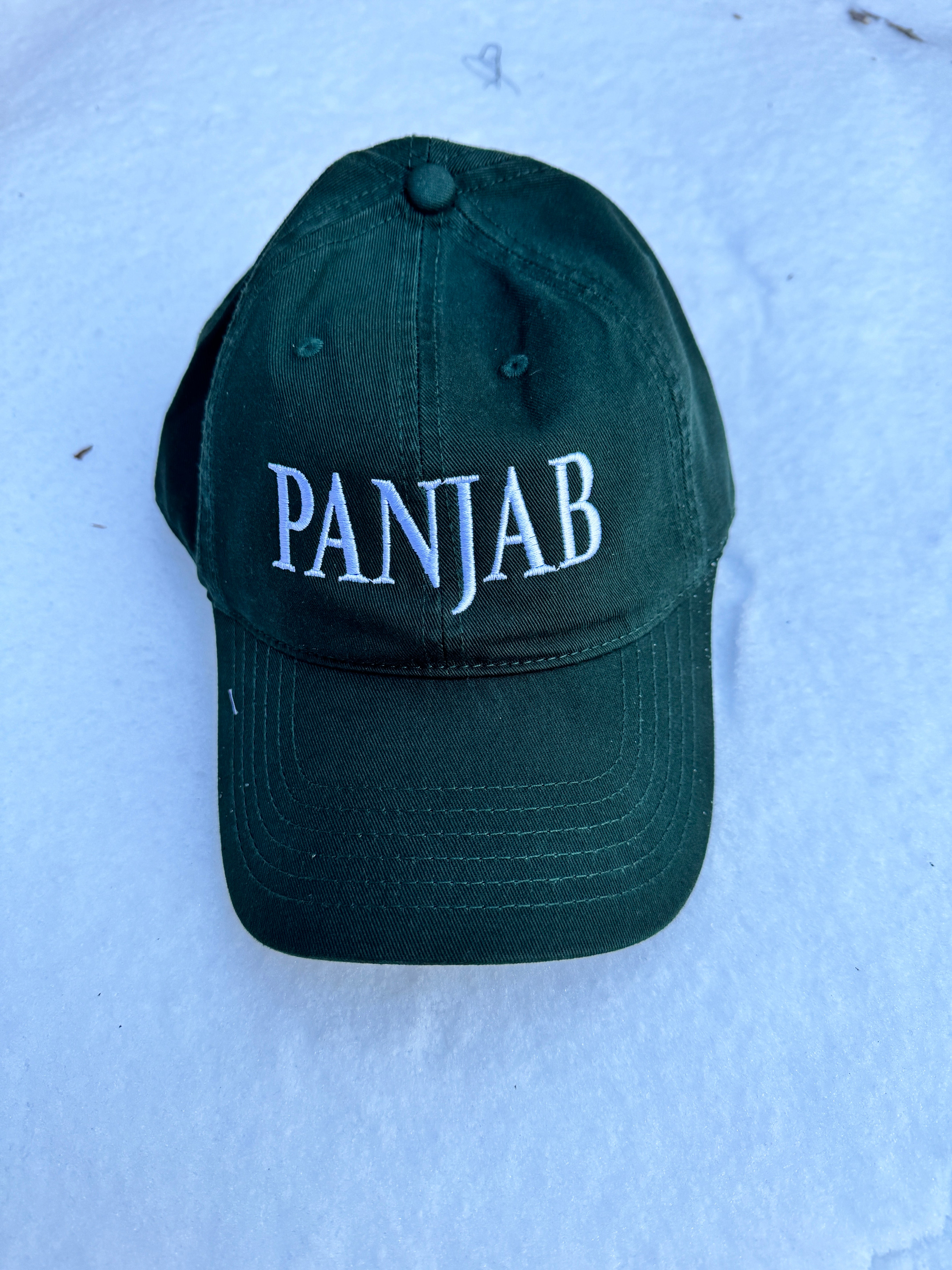 Dark Green- White Embroidered Panjab Cap